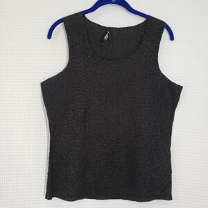 Tania Nardi Top Tank Womens Medium Black Crinkle Sleeveless Artsy Textured Goth